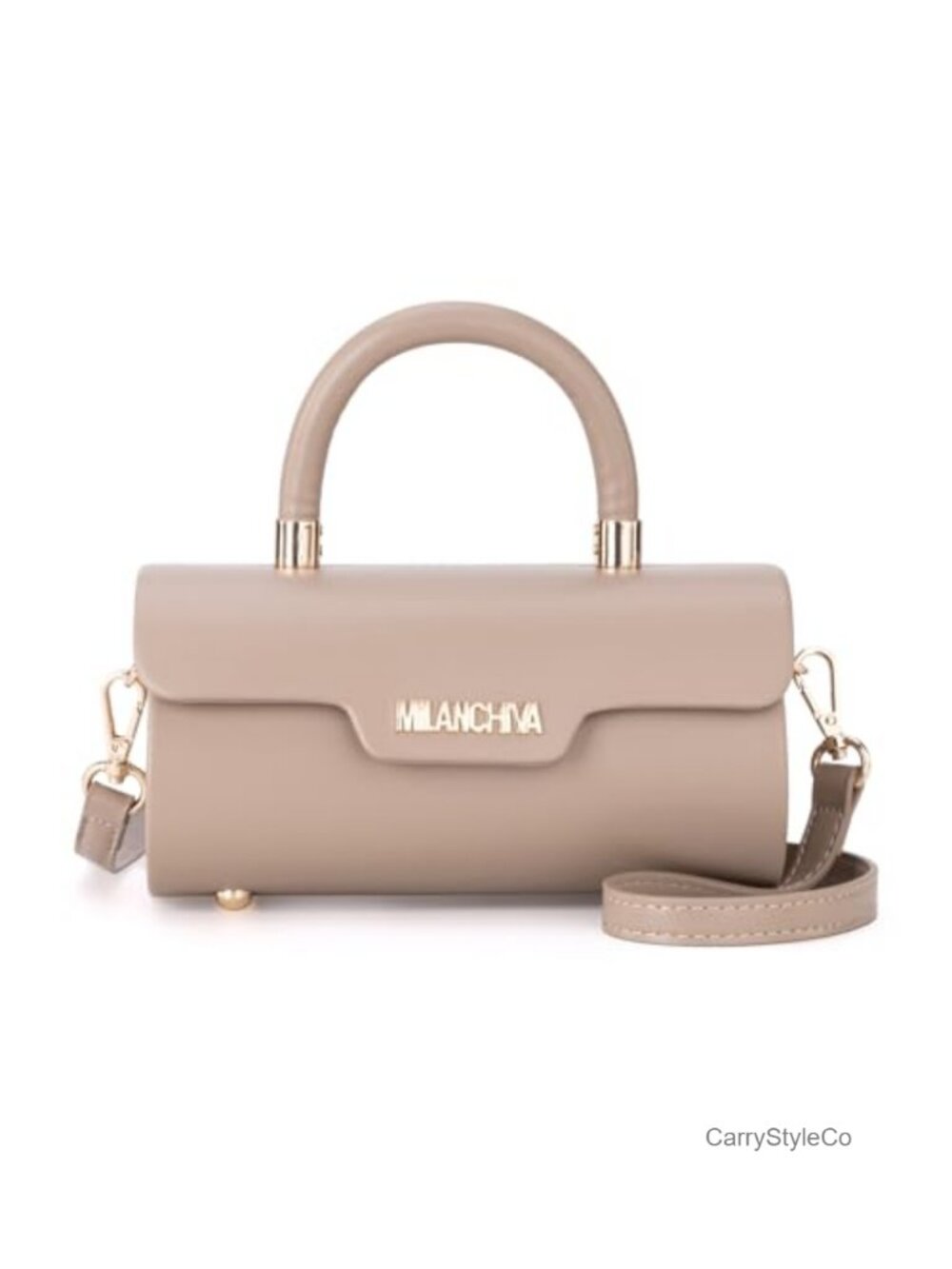 Women's Mini Top Handle Crossbody Bag Vegan Leather Barrel Purse with